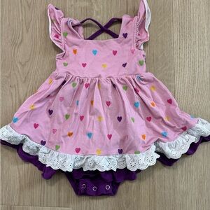 Ruth Charlotte Pink Heart Patterned Baby Twirl dress